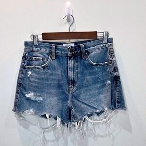 Pistola High Rise Denim Shorts Distressed Medium Wash Womens Size 28 100% Cotton